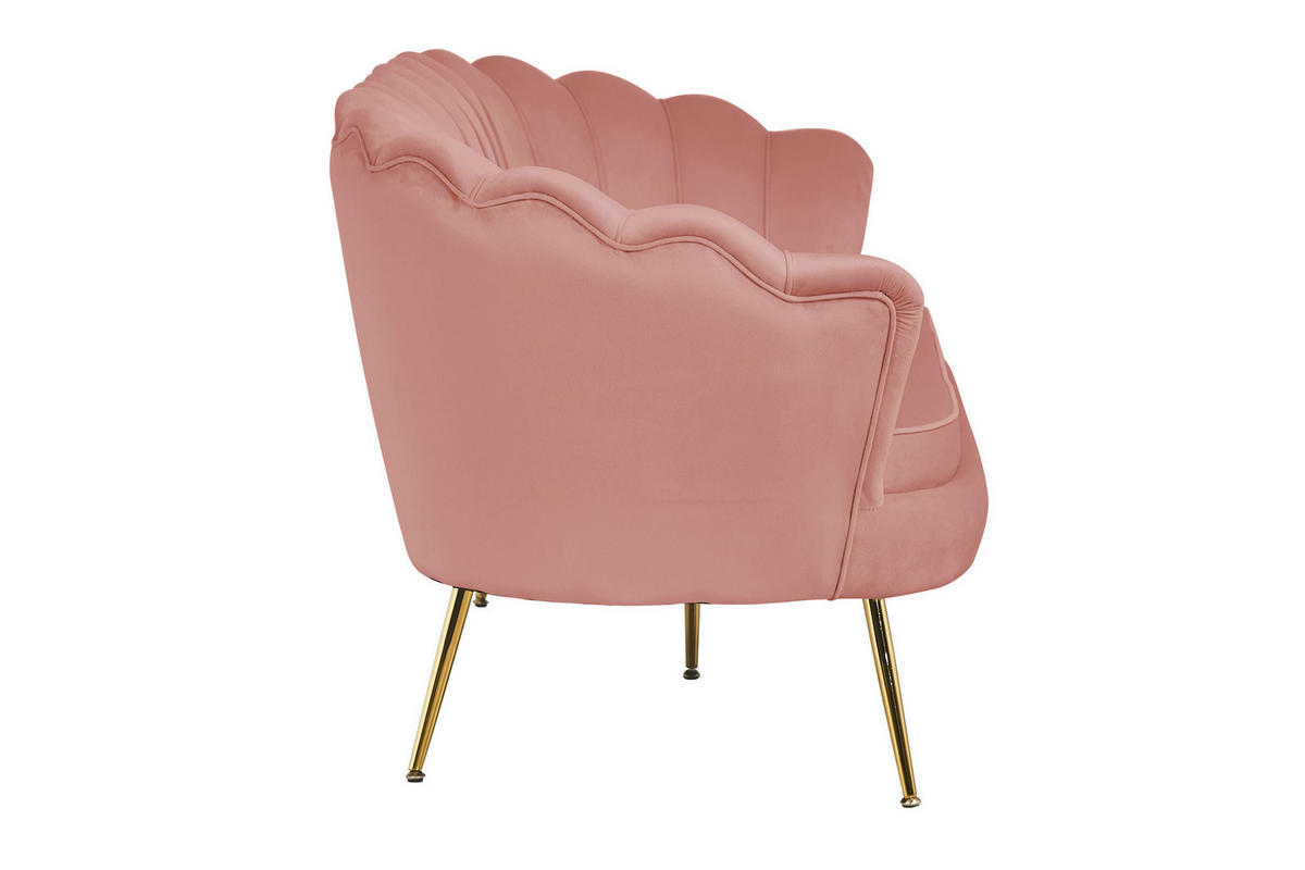 3-SITZER-SOFA in Samt Rosa  - Goldfarben/Rosa, MODERN, Textil/Metall (180/78/76cm) - Livetastic