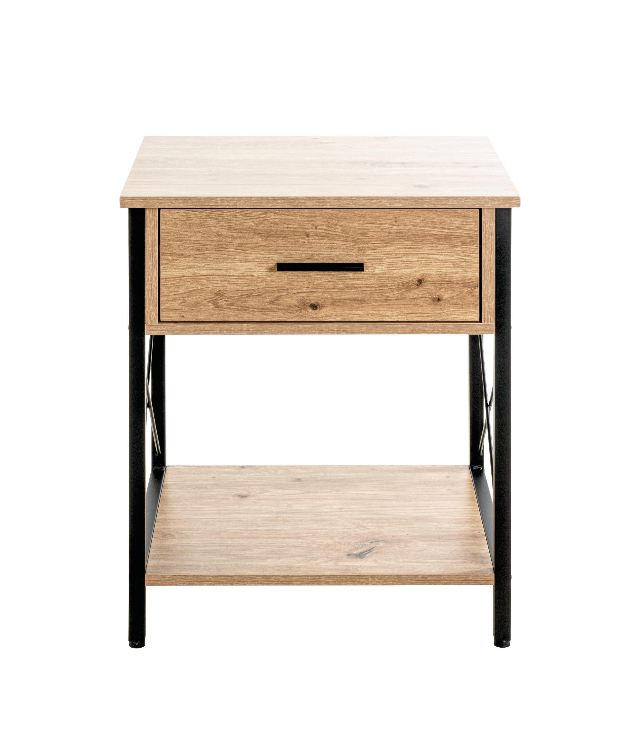 BEISTELLTISCH 45/40/60 cm Schwarz, Eichefarben  - Eichefarben/Schwarz, Design, Holzwerkstoff/Metall (45/40/60cm)