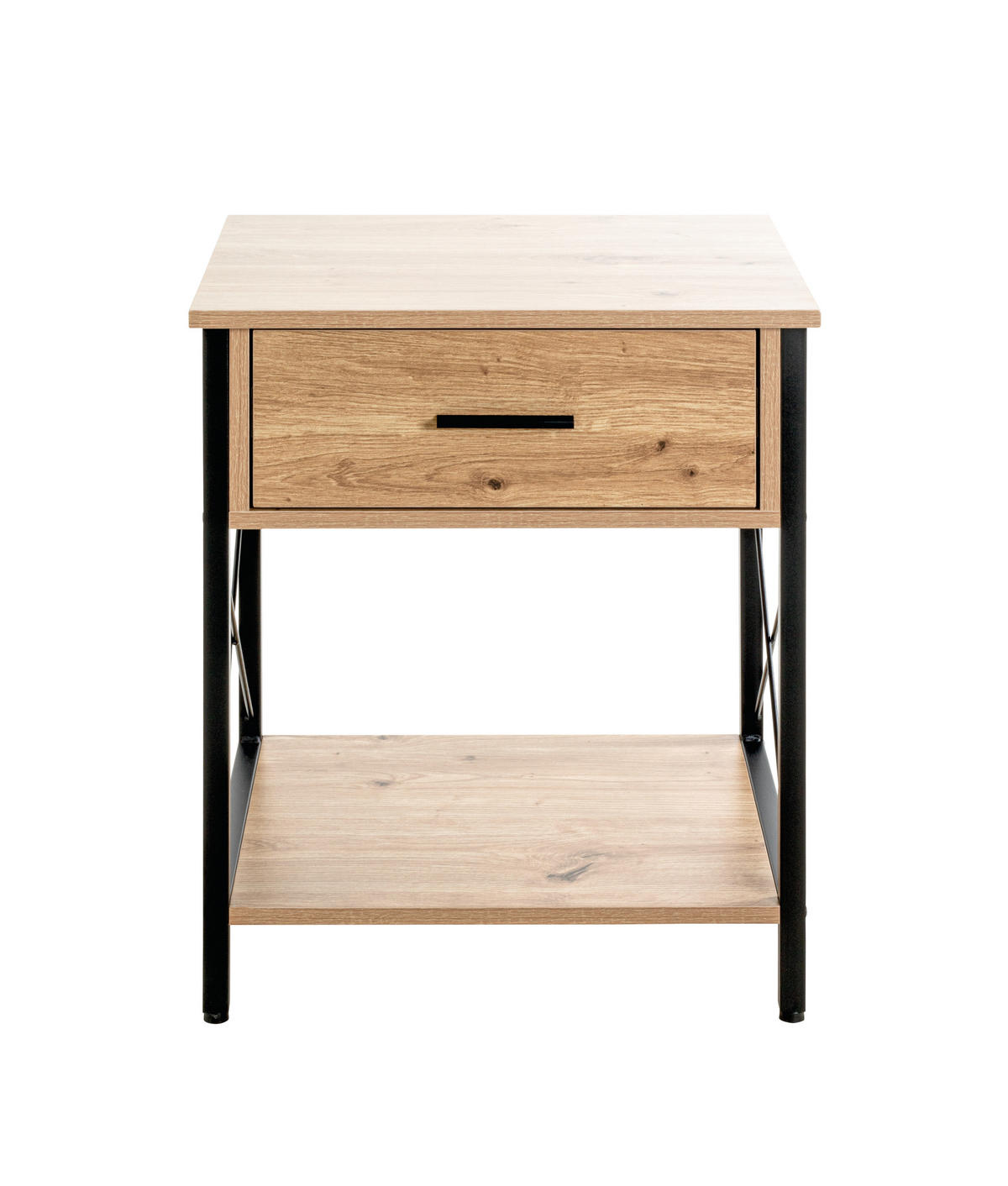 BEISTELLTISCH 45/40/60 cm Schwarz, Eichefarben  - Eichefarben/Schwarz, Design, Holzwerkstoff/Metall (45/40/60cm)