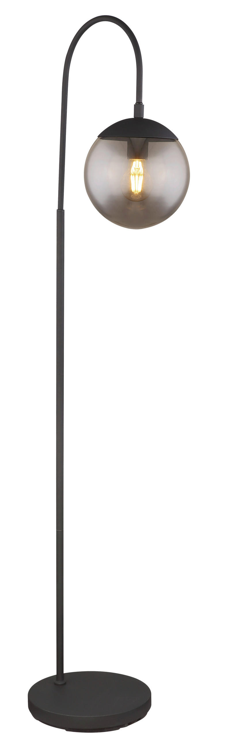 BOGENLEUCHTE 39/25/150 cm    - Schwarz, Design, Glas/Metall (39/25/150cm) - Globo