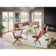 ECKBANK 183/243 cm Lederlook Schwarz, Eichefarben, Rotbraun Eiche massiv Metall   - Rotbraun/Eichefarben, Design, Holz/Textil (183/243cm) - Voleo