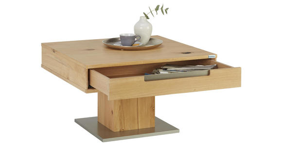COUCHTISCH in Holz 75/75/45 cm - Eichefarben/Silberfarben, KONVENTIONELL, Holz/Holzwerkstoff (75/75/45cm) - Cantus