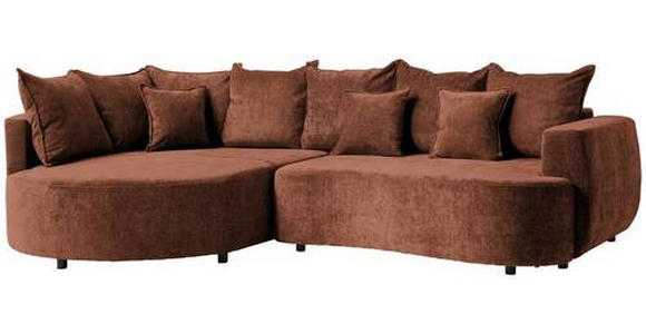 ECKSOFA in Chenille Braun  - Schwarz/Braun, Design, Kunststoff/Textil (194/307cm) - Carryhome