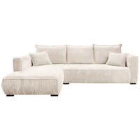 ECKSOFA in Cord Creme  208/322 cm  - Creme/Schwarz, MODERN, Holz/Textil (208/322cm) - Carryhome