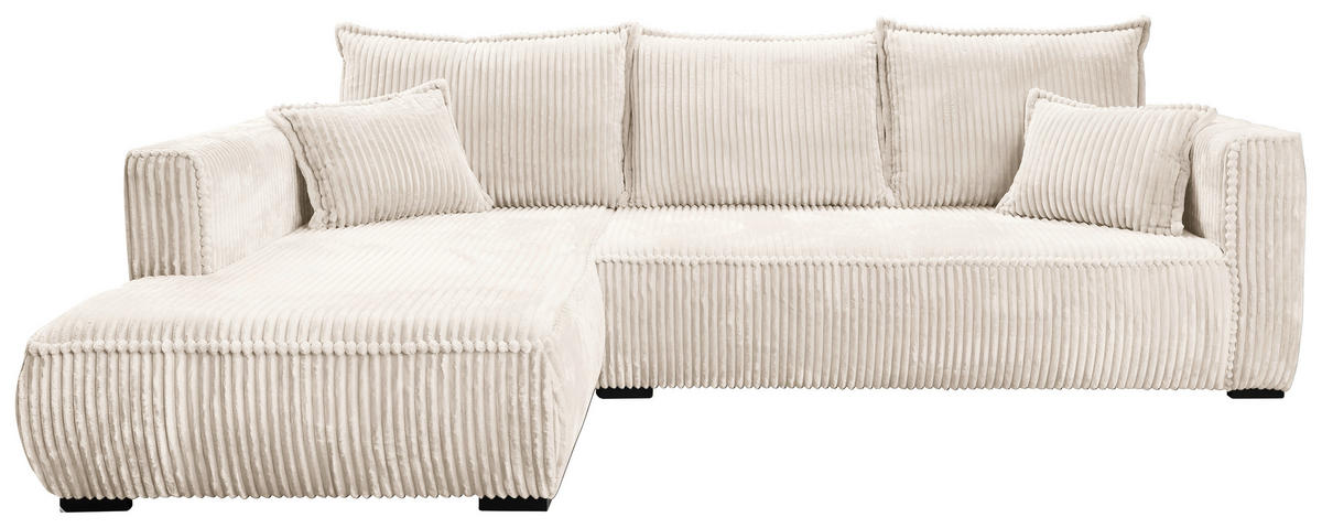 ECKSOFA in Cord Creme  208/322 cm  - Creme/Schwarz, MODERN, Holz/Textil (208/322cm) - Carryhome