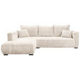 ECKSOFA Creme Cord  - Creme/Schwarz, MODERN, Holz/Textil (208/322cm) - Carryhome