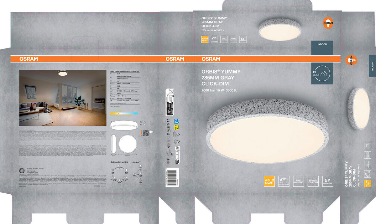 LED-DECKENLEUCHTE 28.5/6.5 cm   - Basics, Metall (28.5/6.5cm) - Osram
