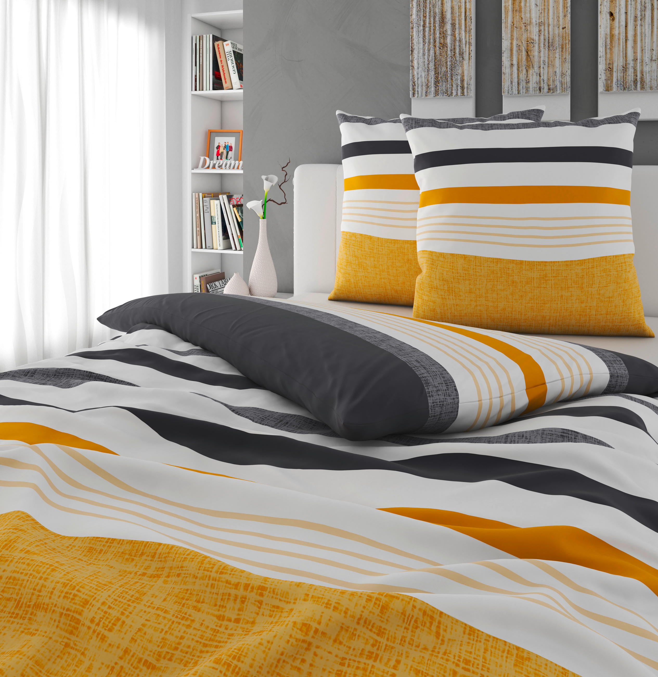 BETTWÄSCHE Elis Renforcé 200/200 cm  - Gelb, KONVENTIONELL, Textil (200/200cm) - Novel
