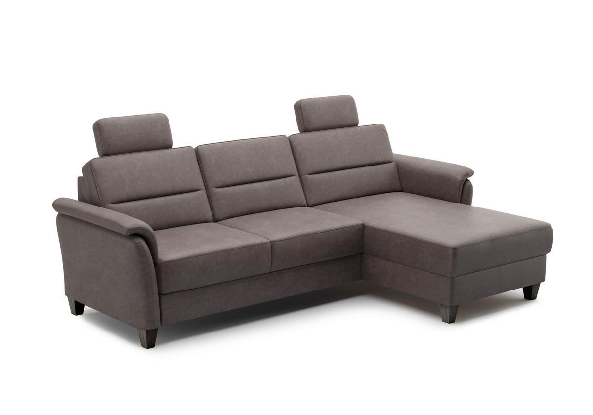 ECKSOFA in Mikrofaser Braun  244/163 cm  - Wengefarben/Braun, KONVENTIONELL, Holz/Textil (244/163cm) - Sit & More