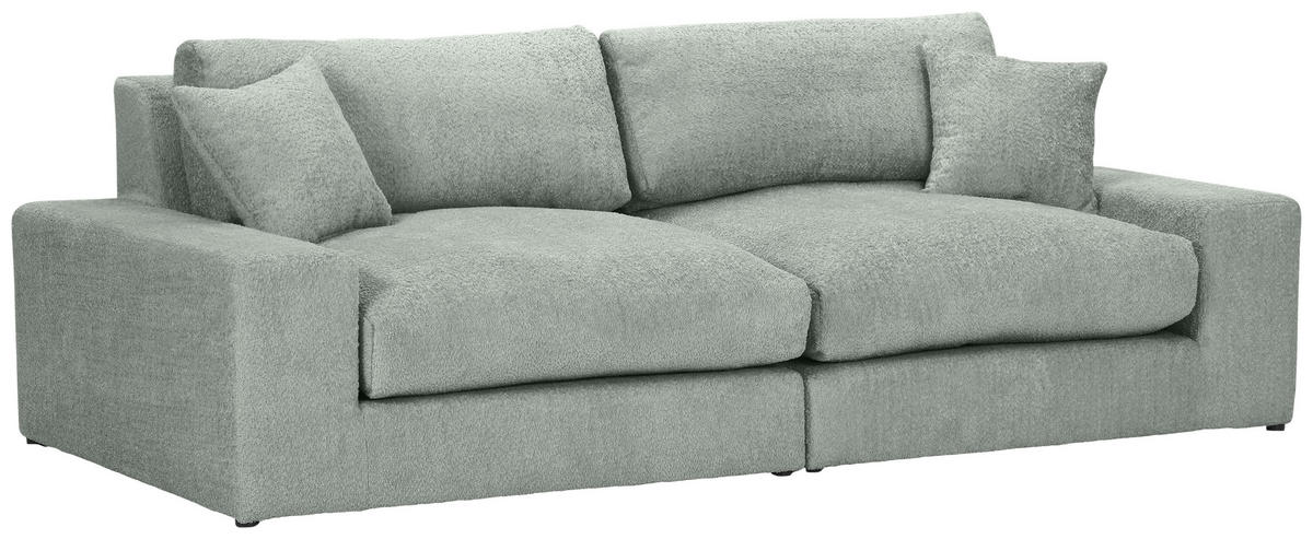 BIGSOFA Struktur, Bouclé Eukalyptusholzfarben  - Greige/Eukalyptusholzfarben, Modern, Kunststoff/Textil (240/76/125cm) - Landscape