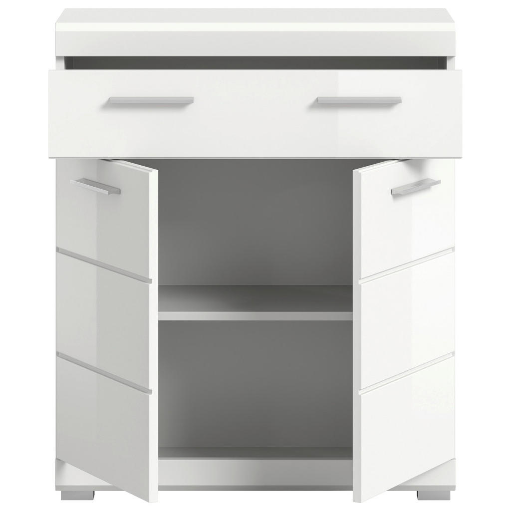 Thumbnail - Mid.you Midischrank, Weiß Hochglanz, Kunststoff, 1 Fächer, 1 Schubladen, 74x88x31 cm, FSC Mix, stehend, Badezimmer, Bade...