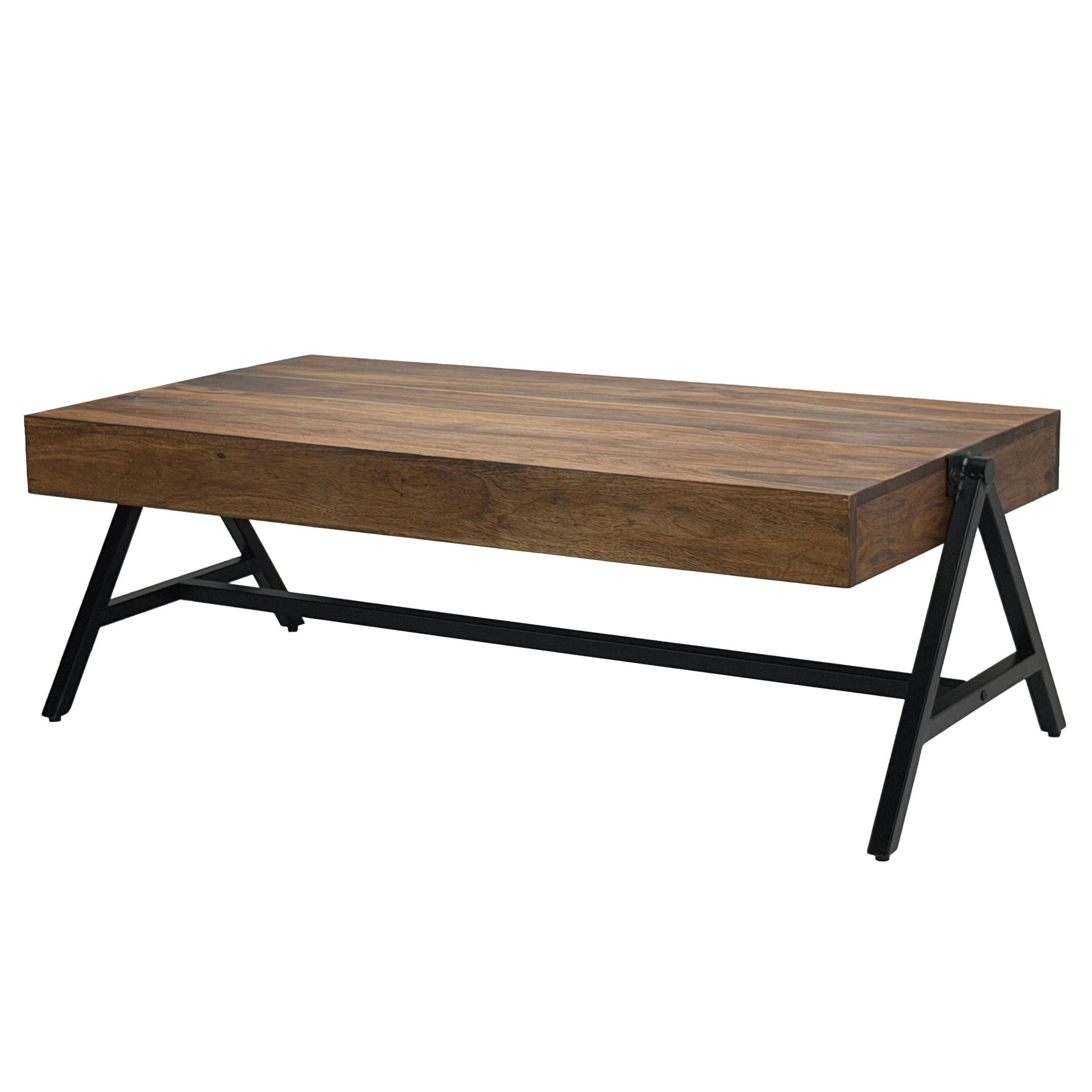 Măsuță De Cafea din lemn, 120/60/40 cm - maro/negru, Design, lemn/metal (120/60/40cm) - MID.YOU