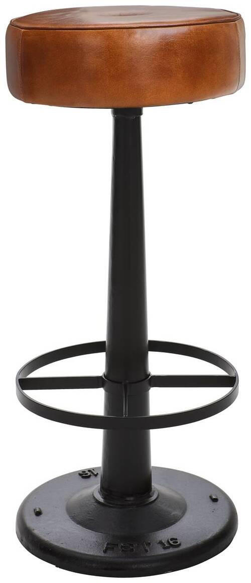 BARHOCKER Echtleder Braun, Schwarz Eisen Typenauswahl  - Schwarz/Braun, LIFESTYLE, Leder/Metall (36/80/36cm) - Landscape