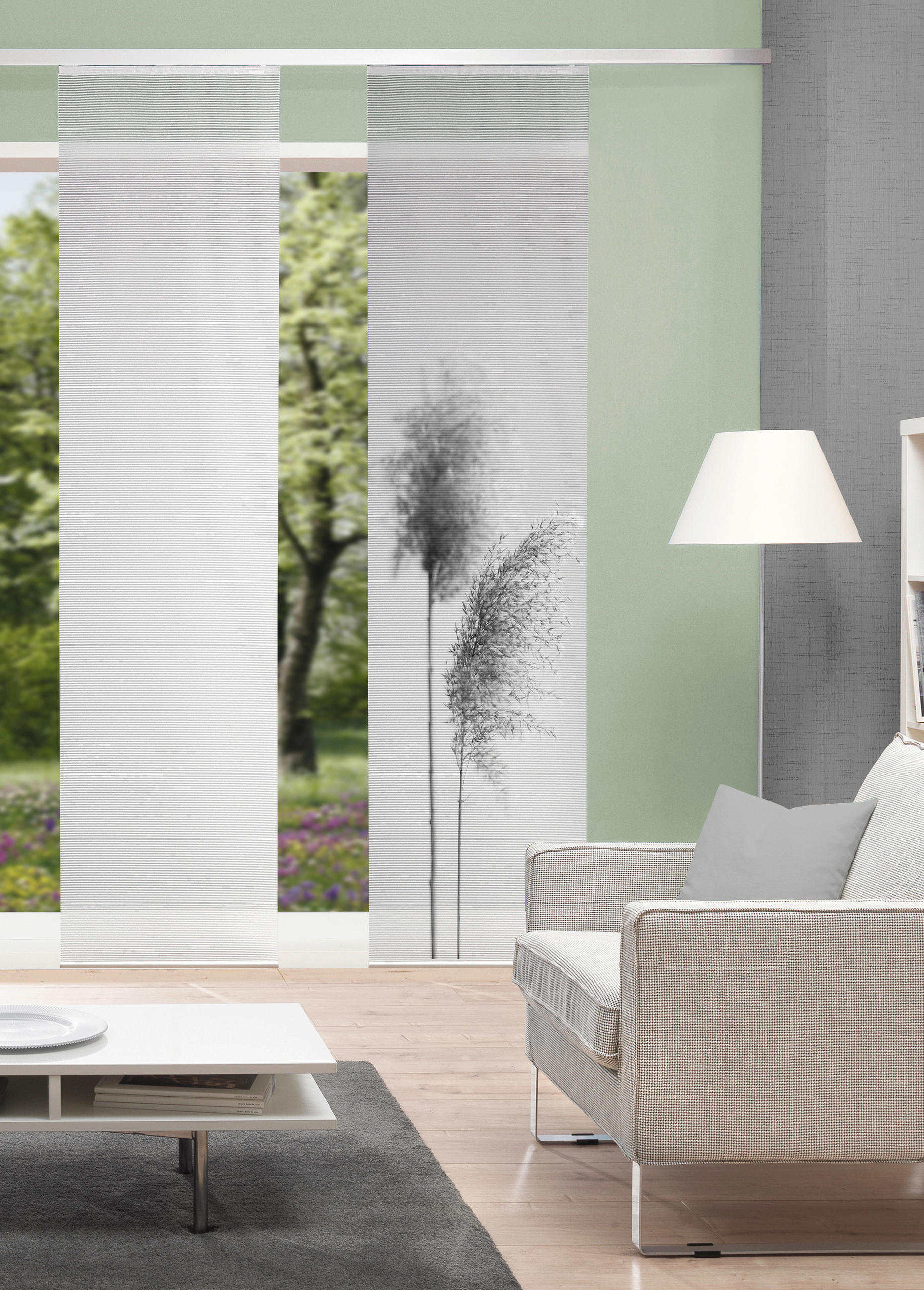 PANELOVÝ ZÁVĚS, 60/260 cm - šedá, Natur, textil (60/260cm)