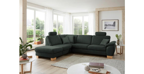 ECKSOFA in Mikrofaser Dunkelgrau  - Wildeiche/Dunkelgrau, KONVENTIONELL, Holz/Textil (236/286cm) - Voleo