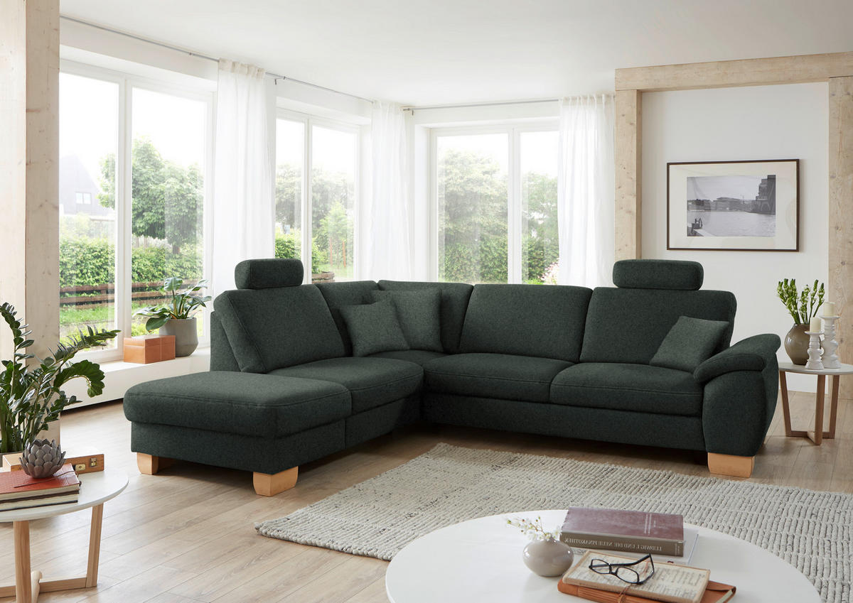 ECKSOFA in Mikrofaser Dunkelgrau  - Wildeiche/Dunkelgrau, Konventionell, Holz/Textil (236/286cm) - Voleo