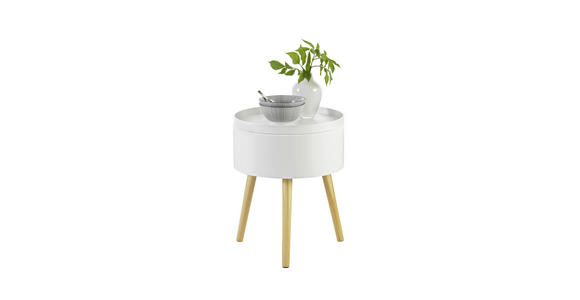 BEISTELLTISCH 38/38/48,5 cm Pinie teilmassiv Naturfarben, Weiß rund - Naturfarben/Weiß, Design, Holz/Holzwerkstoff (38/38/48,5cm) - Carryhome