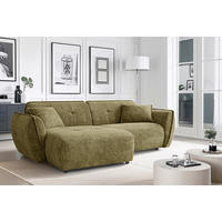 ECKSOFA Nelia Grün Chenille  - Schwarz/Grün, Design, Kunststoff/Textil (155/252cm) - P & B