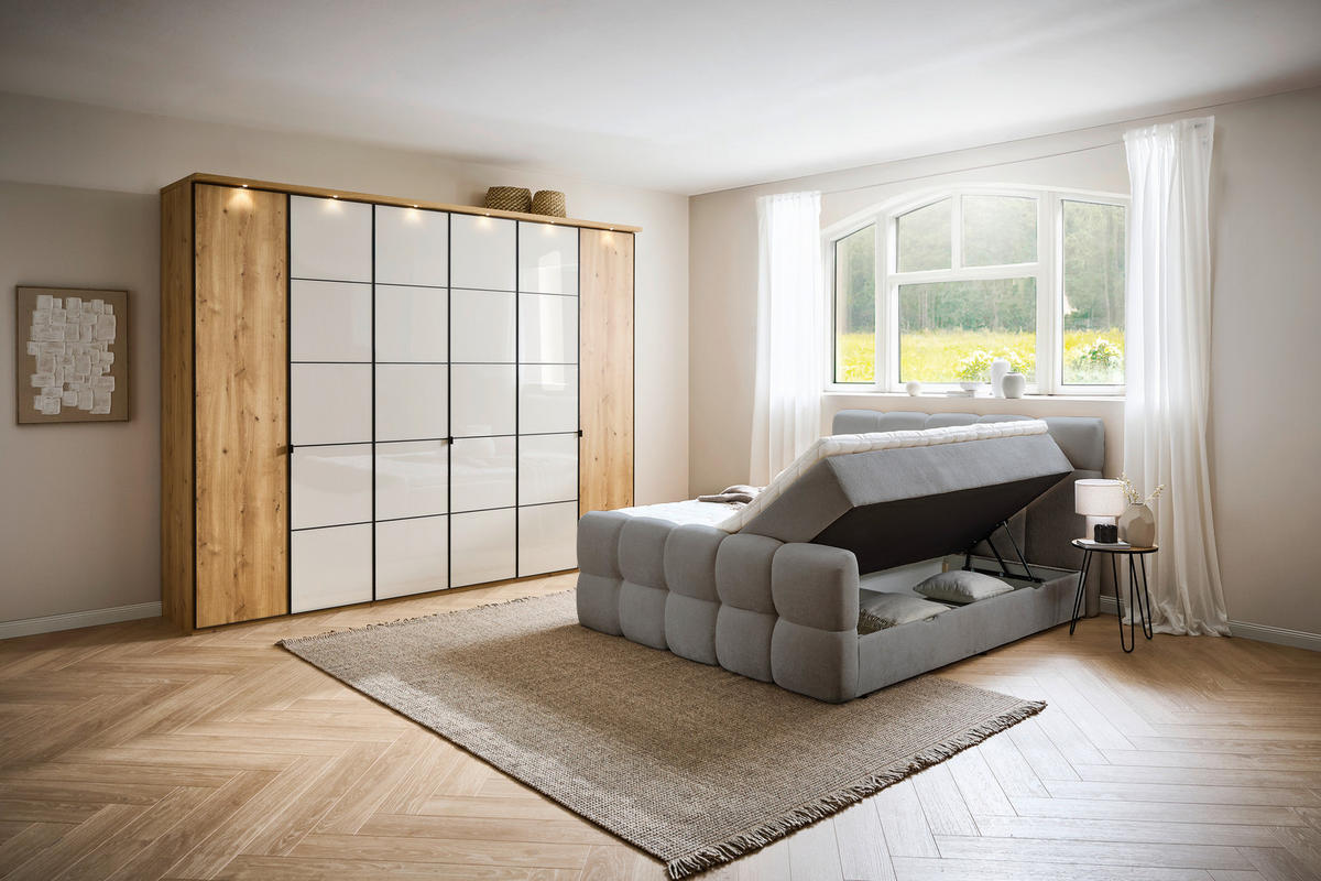 FAMILIENBETT - Grau, Design, Textil (220/200cm) - Moderano