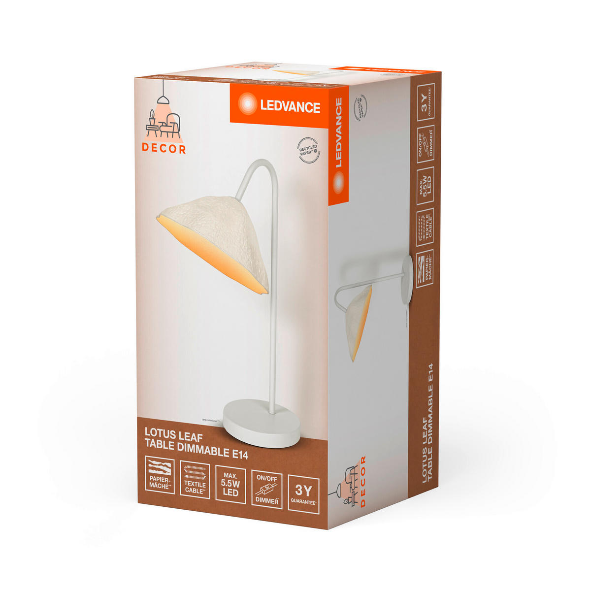 TISCHLEUCHTE 21,9/32,5/46 cm   - KONVENTIONELL, Papier/Metall (21,9/32,5/46cm) - Ledvance