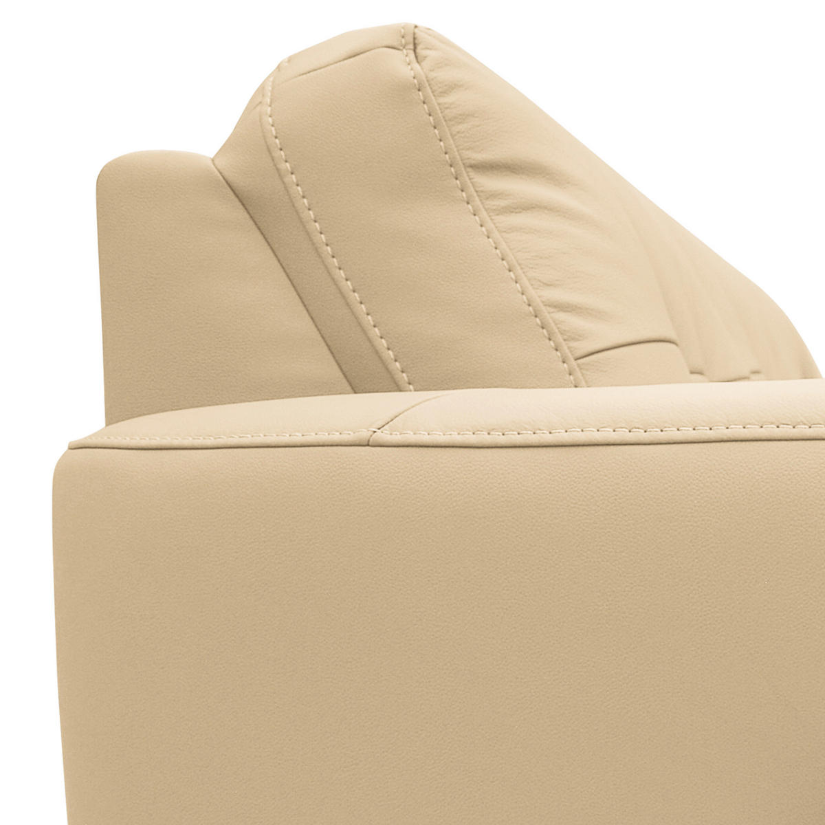ECKSOFA in Lederlook Echtleder Beige  - Beige/Buchefarben, Design, Leder/Holz (238/168cm) - Livetastic