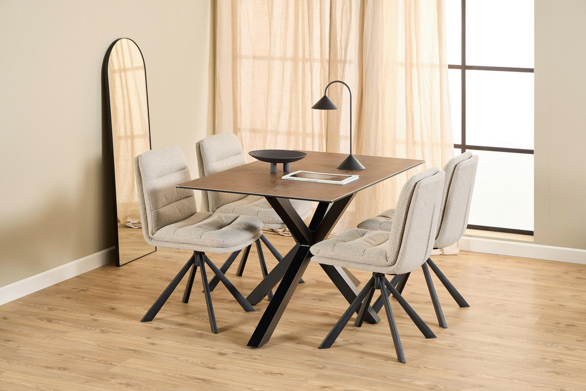 STUHL  in Stahl  - Beige/Schwarz, Trend, Textil/Metall (47/85/57cm) - MID.YOU