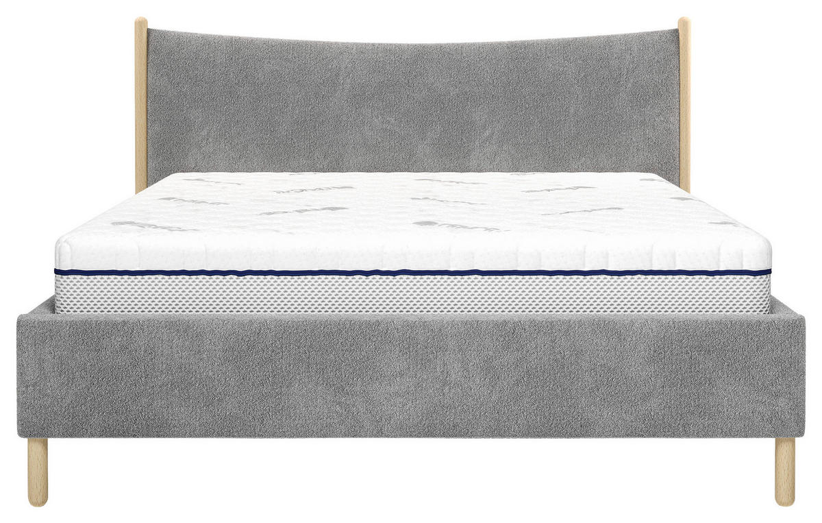 POLSTERBETT 180/200 cm,  in Anthrazit, gepolstertes Kopfteil, Lattenrost, Bettkasten,  - Anthrazit/Buchefarben, MODERN, Holz/Holzwerkstoff (180/200cm) - MID.YOU