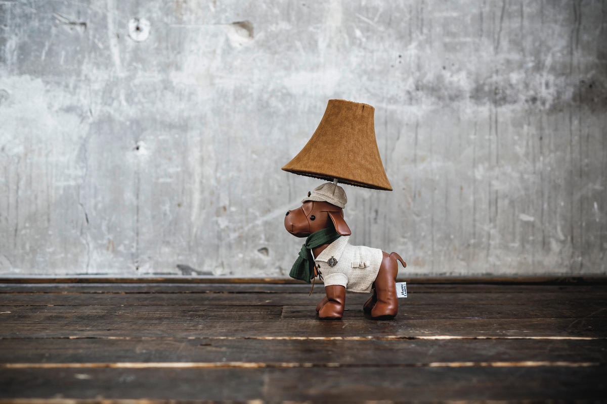 LED-KINDERTISCHLEUCHTE Spike der Jagdhund 26/27/48 cm   - Hellbraun/Weiß, LIFESTYLE, Textil/Metall (26/27/48cm) - Happy Lamps