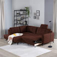 ECKSOFA in Flachgewebe, Leinenoptik Rotbraun  - Rotbraun/Schwarz, Design, Textil/Metall (208/247cm) - Xora