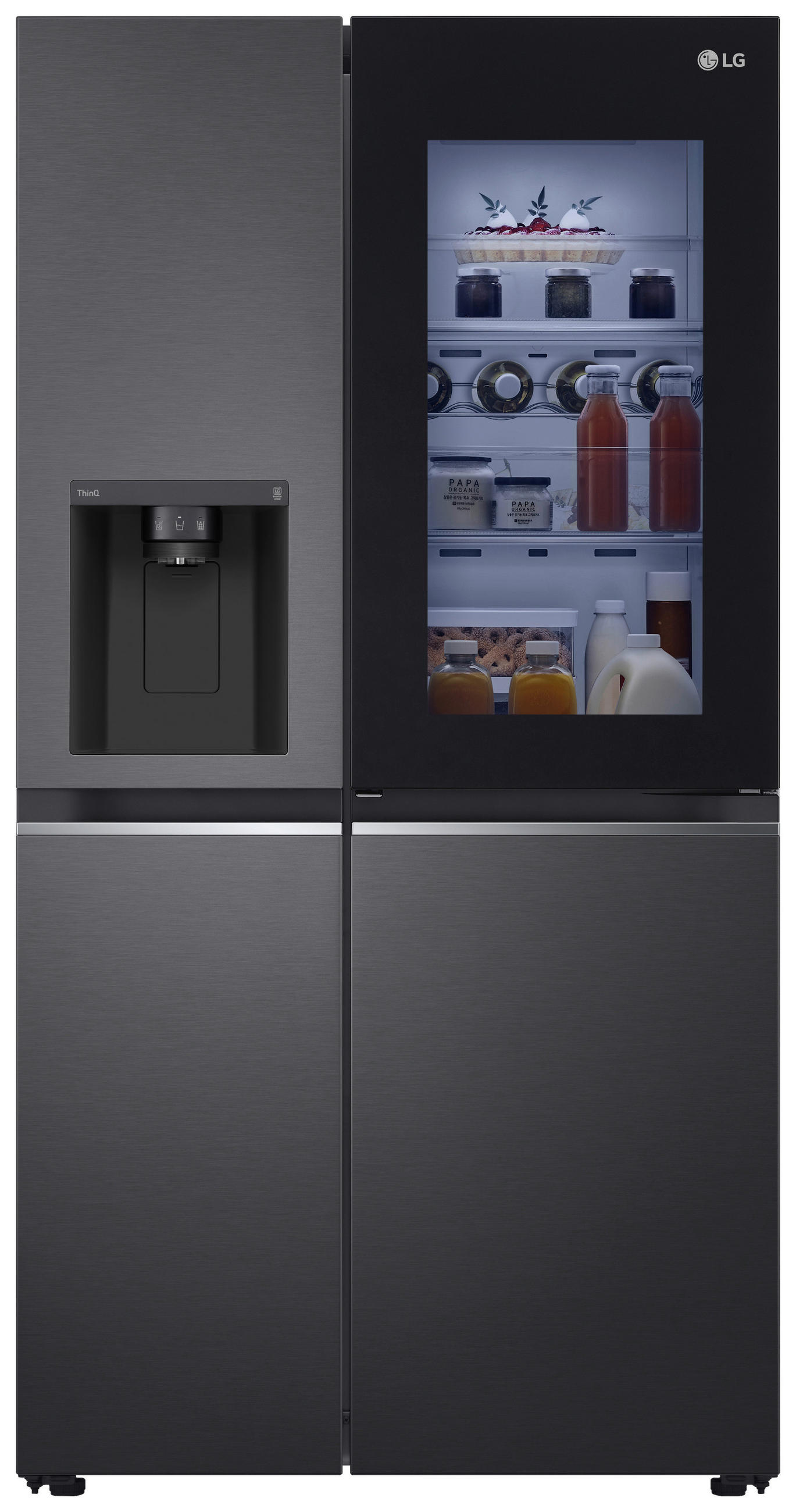 SIDE-BY-SIDE 91,3/179/73,5 cm GSXV91MCLE  - Anthrazit/Schwarz, Trend, Glas/Kunststoff (91,3/179/73,5cm) - LG