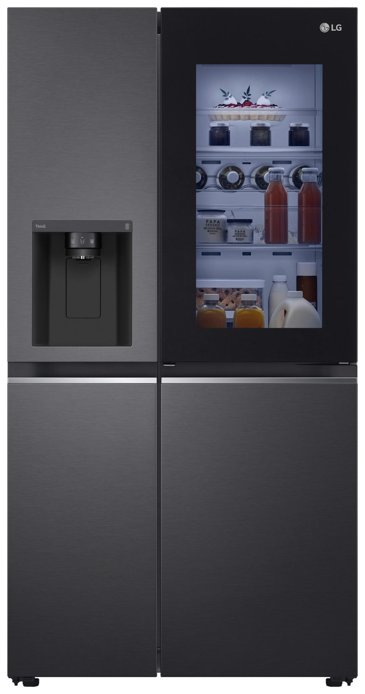 SIDE-BY-SIDE 91,3/179/73,5 cm GSXV91MCLE  - Anthrazit/Schwarz, Trend, Glas/Kunststoff (91,3/179/73,5cm) - LG