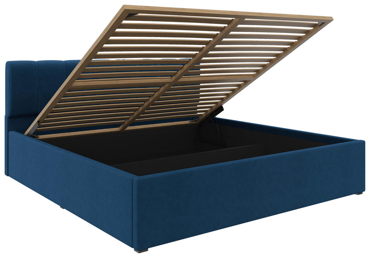 POLSTERBETT Lattenrost, Bettkasten Royalblau 180/200 cm  - Royalblau/Schwarz, Design, Holz/Kunststoff (180/200cm) - Stylife