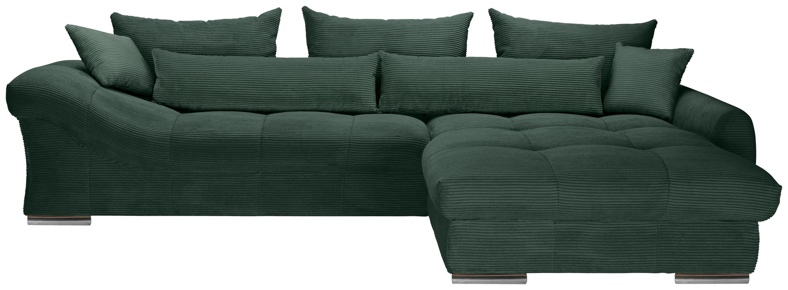 ECKSOFA Dunkelgrün Cord  - Chromfarben/Dunkelgrün, KONVENTIONELL, Textil/Metall (335/225cm) - Carryhome