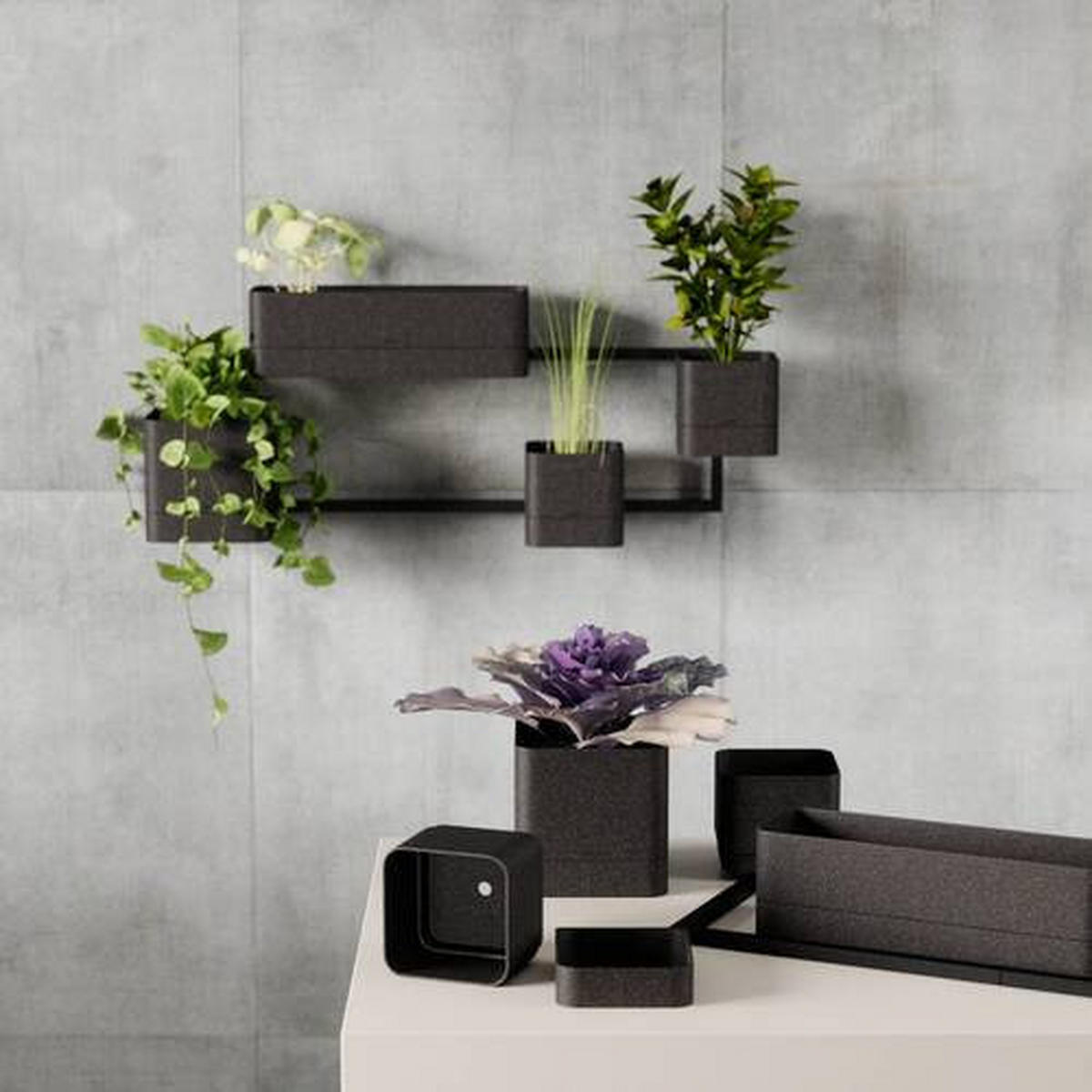 PFLANZENTOPF   - Schwarz, KONVENTIONELL, Kunststoff/Textil (36/18/72cm) - Umbra
