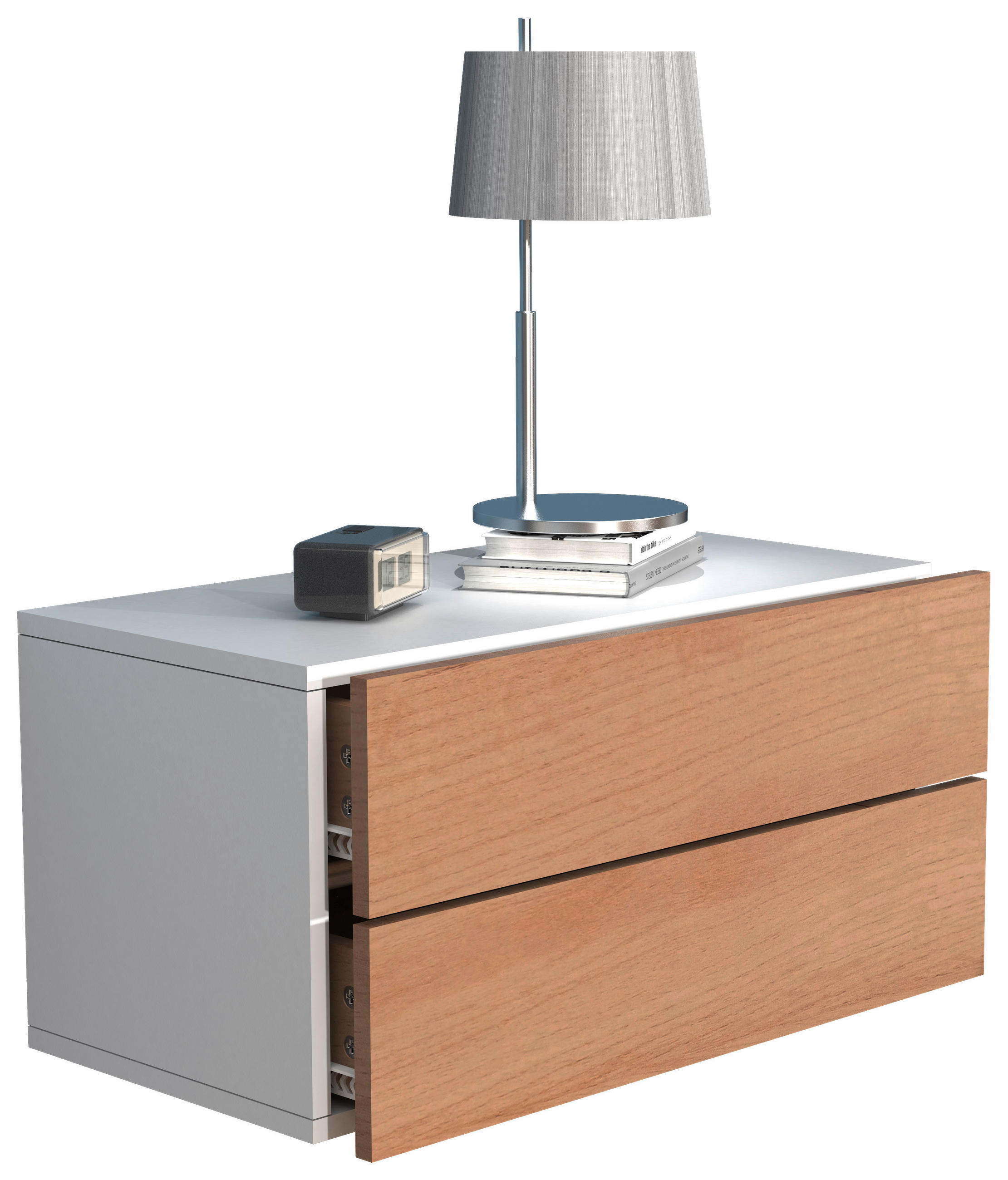 Thumbnail - Mid.you Nachtschrank, Weiß, Honigeiche, Holzwerkstoff, 2 Schubladen, 60x30x32 cm, Schlafzimmer, Nachttische