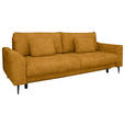 SCHLAFSOFA Chenille Gelb  inkl. Rückenkissen, Nierenkissen, Bettkasten, Schlaffunktion, Rücken echt, Liegefläche im Originalstoff  - Gelb/Schwarz, KONVENTIONELL, Textil/Metall (235/90/104cm) - Carryhome