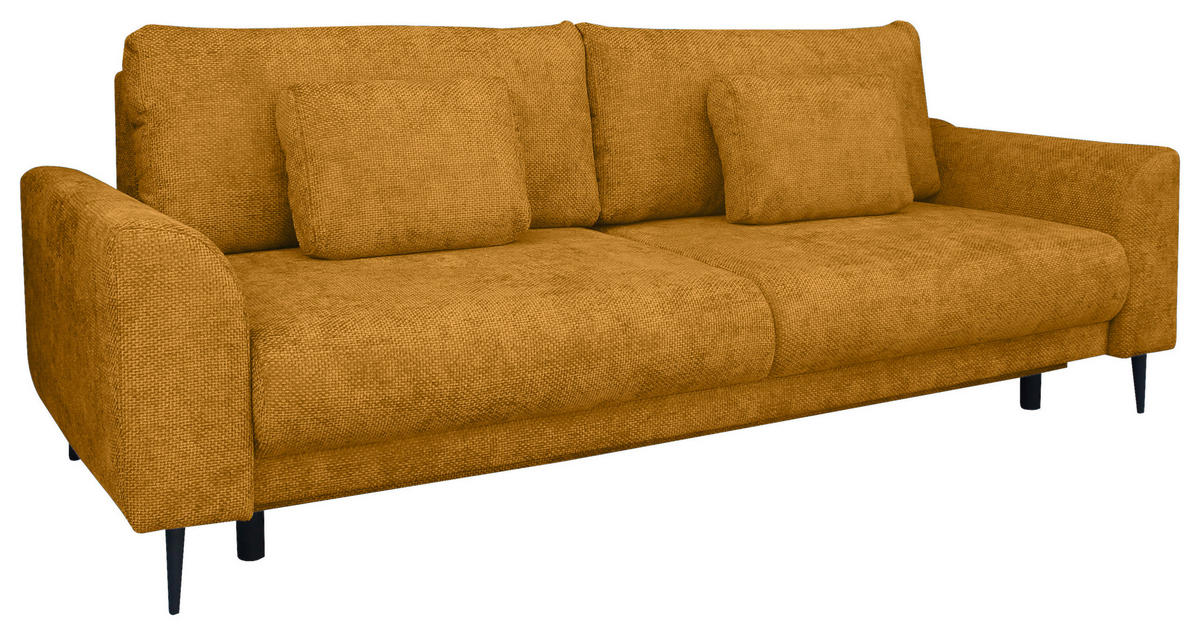 SCHLAFSOFA  mit Liegefunktion, Schlafen auf Sitzhöhe, Rücken echt Chenille Gelb  - Gelb/Schwarz, KONVENTIONELL, Textil/Metall (235/90/104cm) - Carryhome
