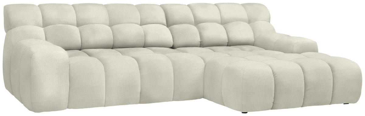 ECKSOFA in Webstoff Ecru  - Ecru/Schwarz, Modern, Kunststoff/Textil (297/180cm) - Welnova