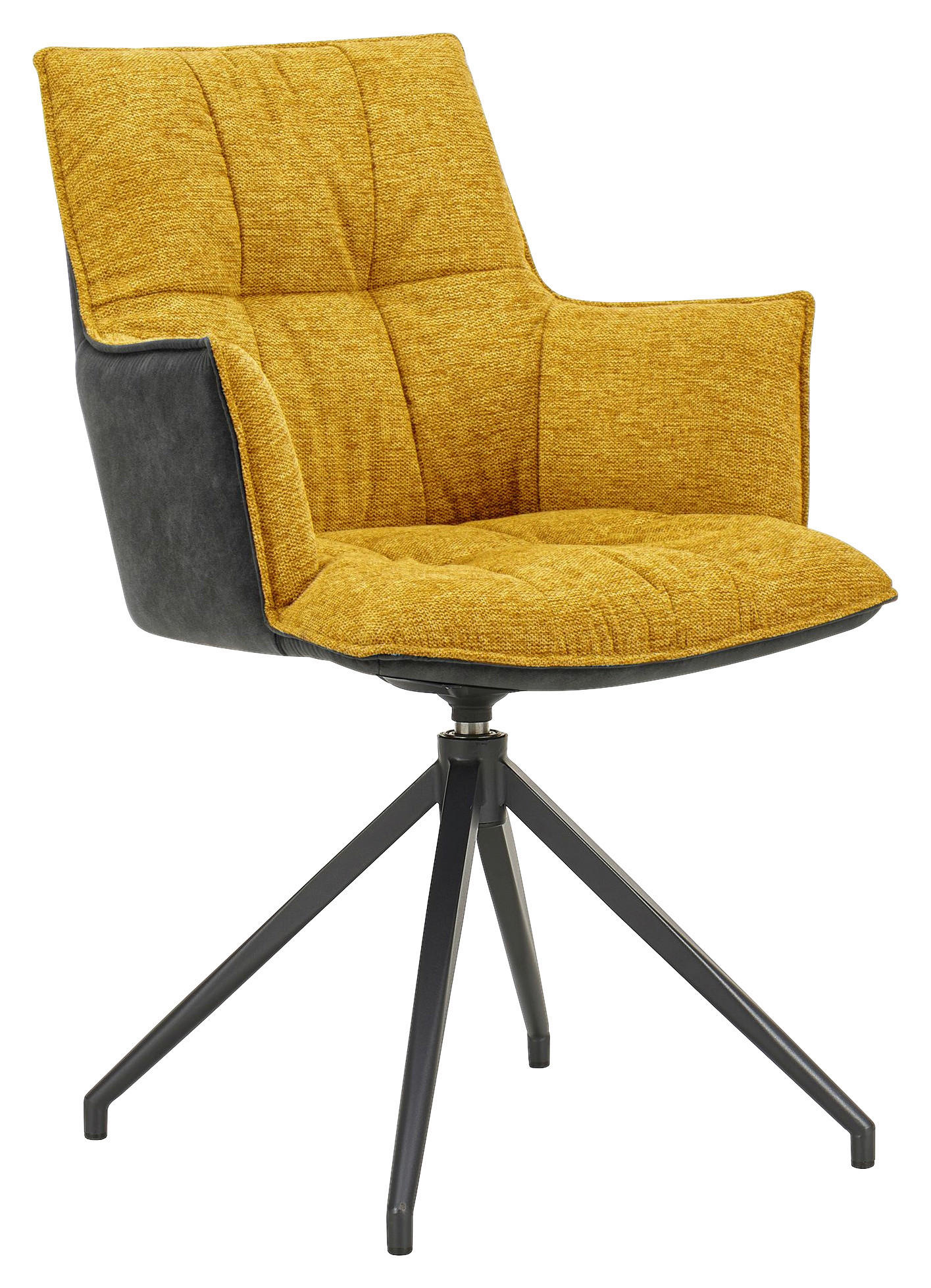 SCAUN CU BRAțE in galben, negru  - galben/negru, Design, metal/textil (59/89,5/63cm) - Novel