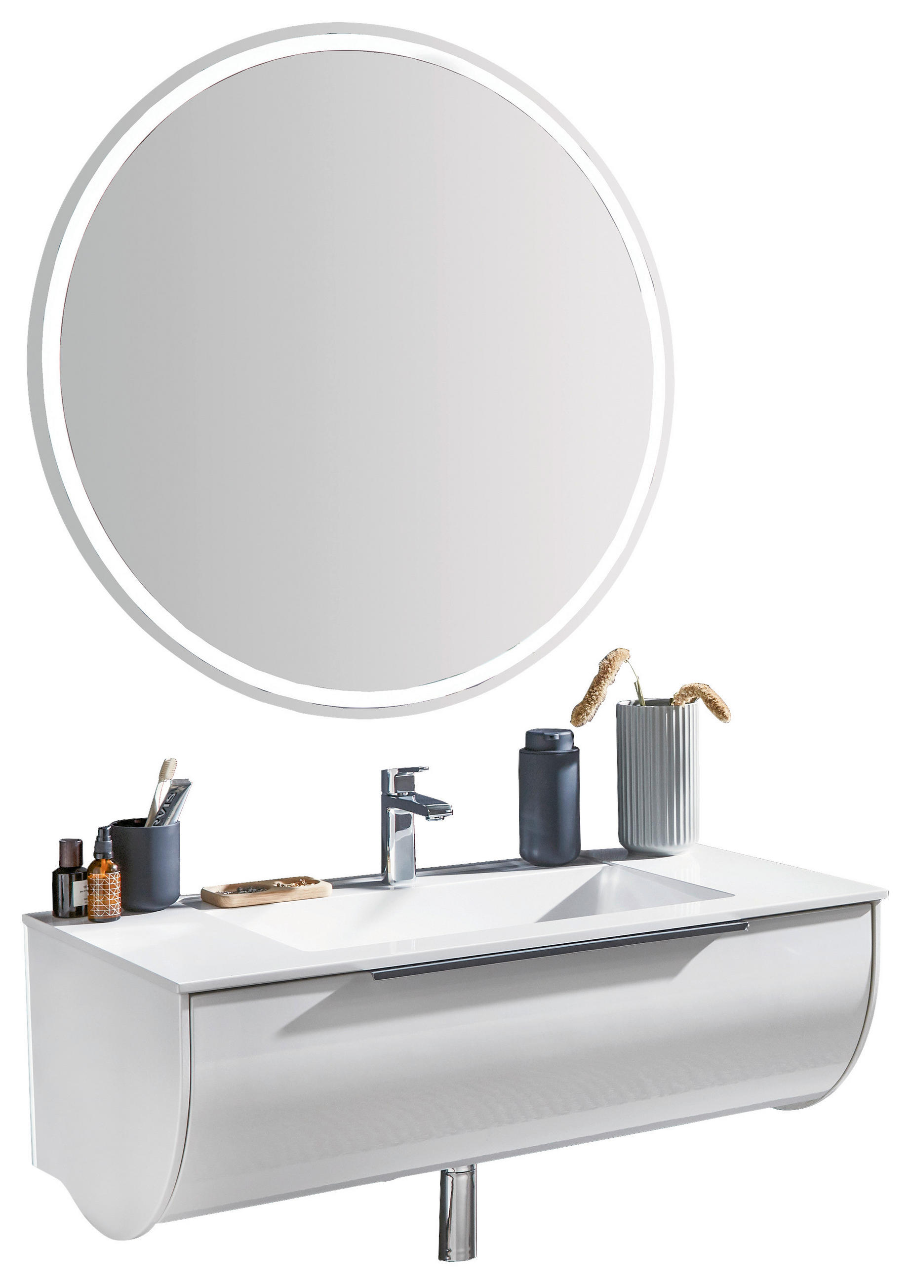 BADEZIMMER  in 93,2 cm  - Weiß, MODERN, Glas/Holzwerkstoff (93,2cm) - Novel