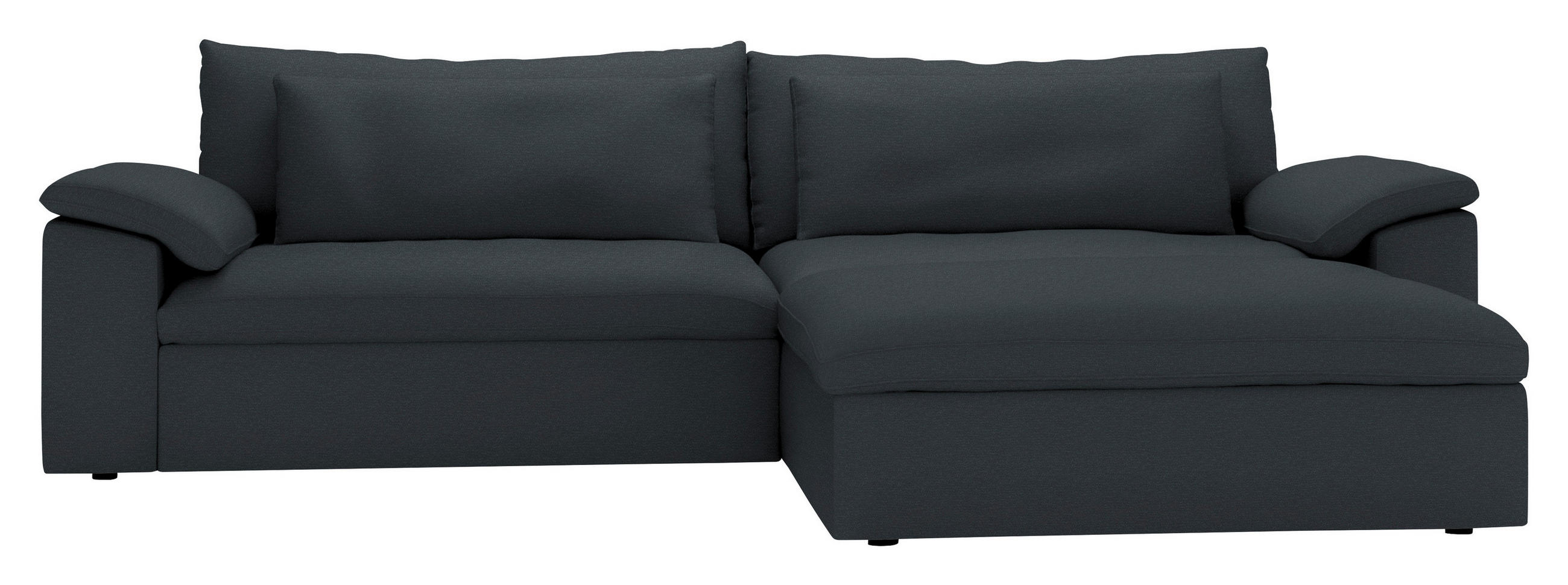 ECKSOFA 306/198 cm  in Chenille Dunkelgrau Rückenkissen, Nierenkissen, Armlehnenkissen, Rücken echt  306/198 cm  - Dunkelgrau/Schwarz, MODERN, Kunststoff/Textil (306/198cm) - Carryhome