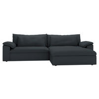 ECKSOFA 306/198 cm  in Chenille Dunkelgrau Rückenkissen, Nierenkissen, Armlehnenkissen, Rücken echt  306/198 cm  - Dunkelgrau/Schwarz, MODERN, Kunststoff/Textil (306/198cm) - Carryhome