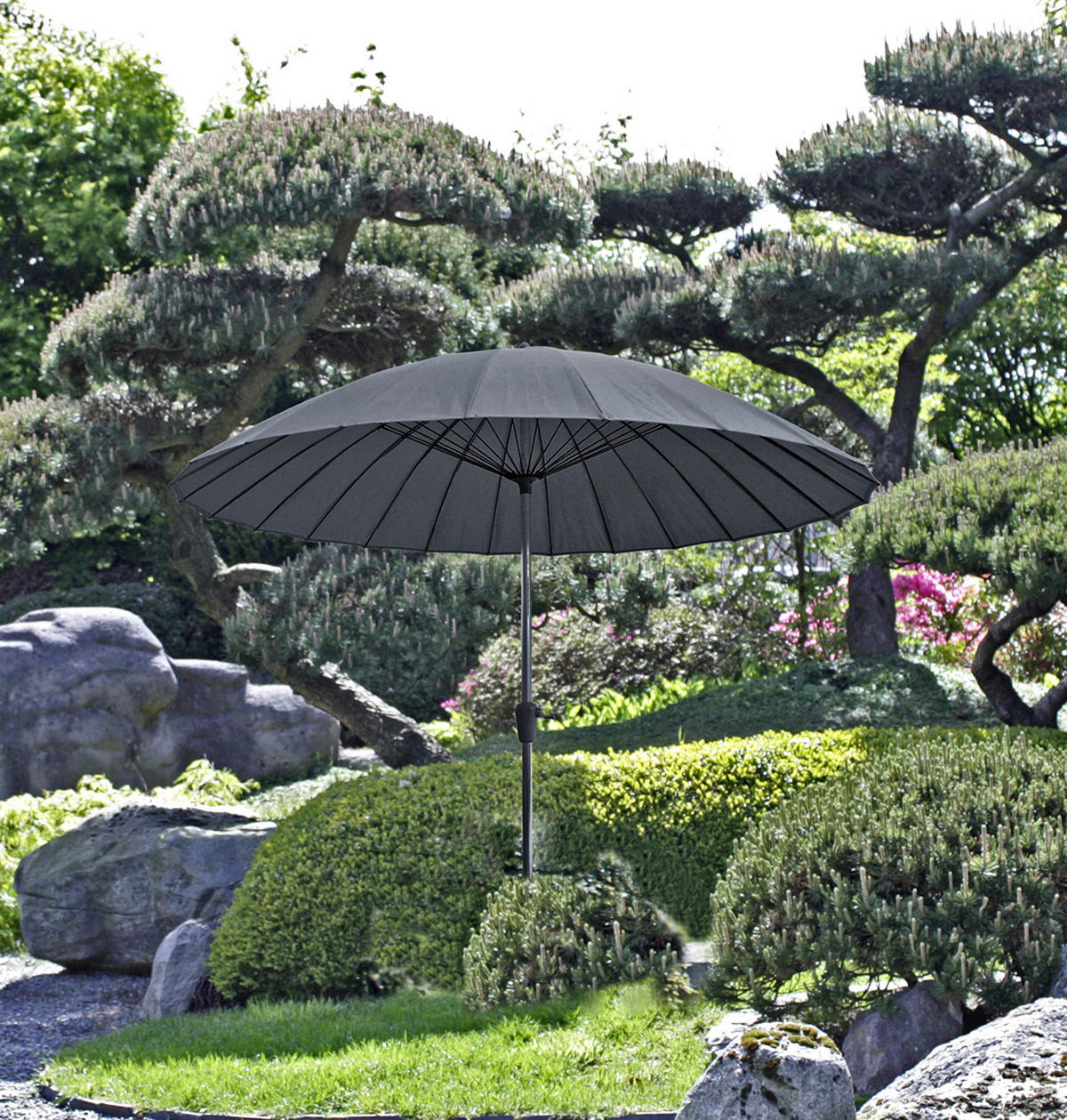 SONNENSCHIRM 260 cm Anthrazit  - Anthrazit/Schwarz, MODERN, Textil/Metall (260/237cm) - Gardenson