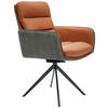 ARMLEHNSTUHL  inklusive Armlehnen, Sitzfläche 180° drehbar, automatische Rückholfunktion Mikrofaser Echtleder  - Cognac/Anthrazit, Design, Leder/Textil (58/89/67cm) - Novel