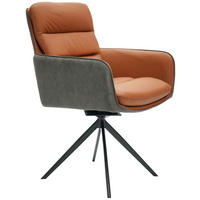 ARMLEHNSTUHL  inklusive Armlehnen, Sitzfläche 180° drehbar, automatische Rückholfunktion Mikrofaser Echtleder  - Cognac/Anthrazit, Design, Leder/Textil (58/89/67cm) - Novel
