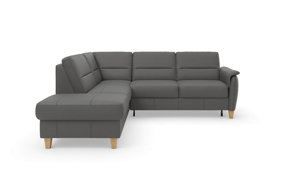 ROHOVÁ SEDAČKA, textil, kůže, mokka - barvy dubu/mokka, Basics, dřevo/textil (212/236cm) - Sit & More