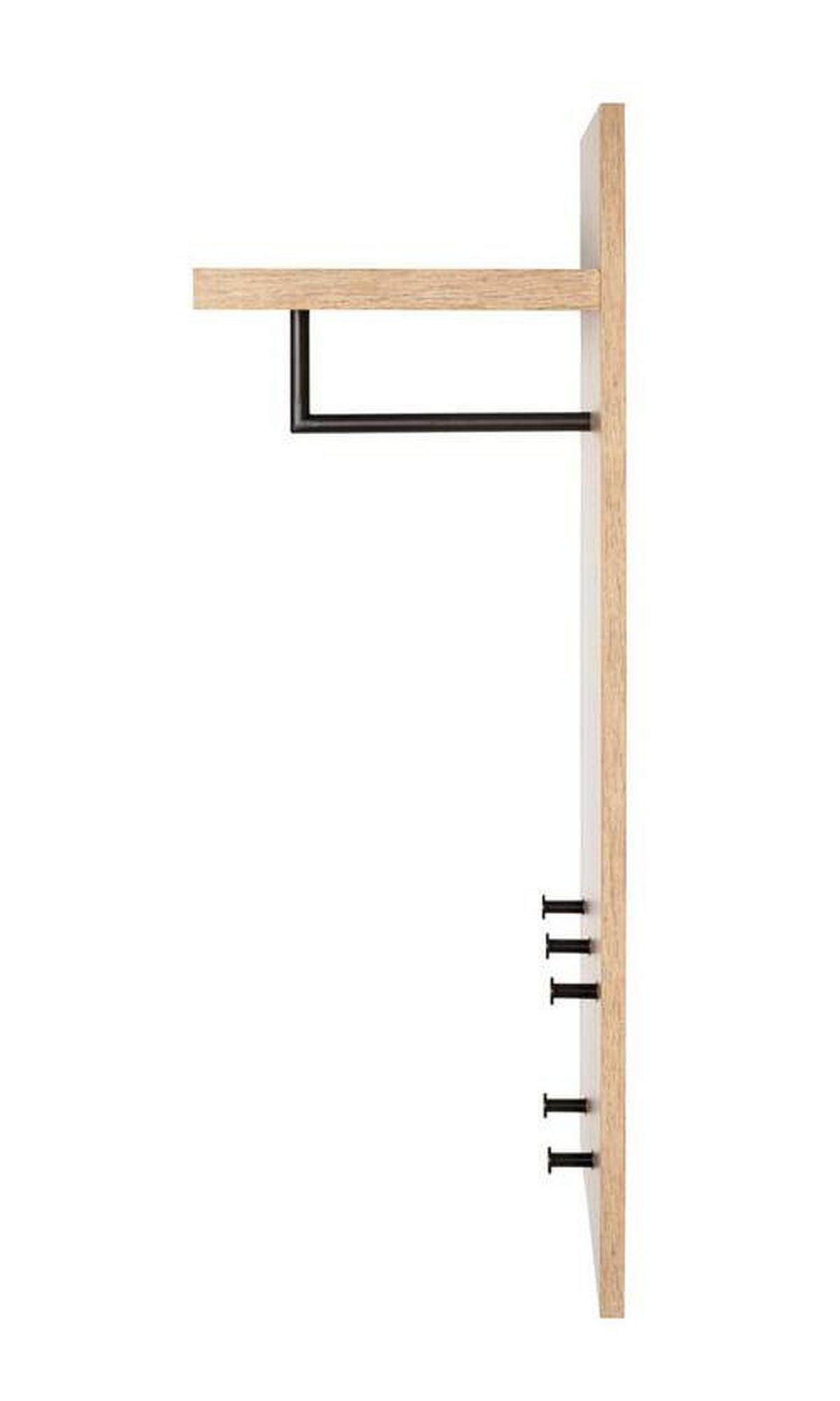 STENSKI OBEŠALNIK - črna/barve hrasta, Konvencionalno, kovina/leseni material (48/90/31cm) - MID.YOU