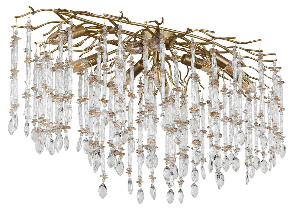 DECKENLEUCHTE    100/55/48 cm  - Klar/Goldfarben, KONVENTIONELL, Glas/Metall (100/55/48cm) - Globo