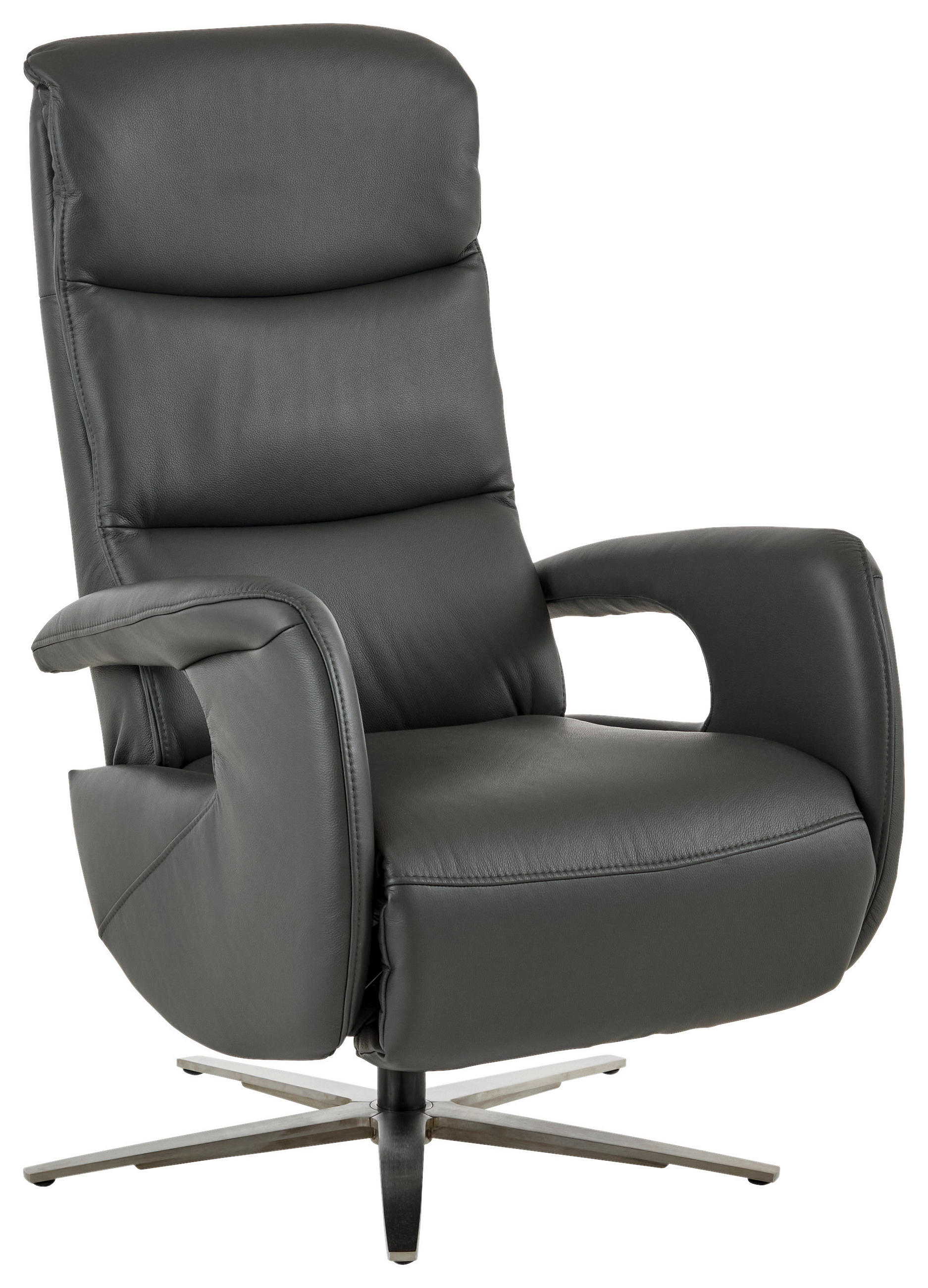 RELAXSESSEL in Leder Anthrazit  - Anthrazit/Silberfarben, KONVENTIONELL, Leder/Metall (71/110/99cm) - Dieter Knoll