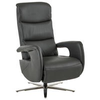 RELAXSESSEL in Leder Anthrazit  - Anthrazit/Silberfarben, KONVENTIONELL, Leder/Metall (71/110/99cm) - Dieter Knoll